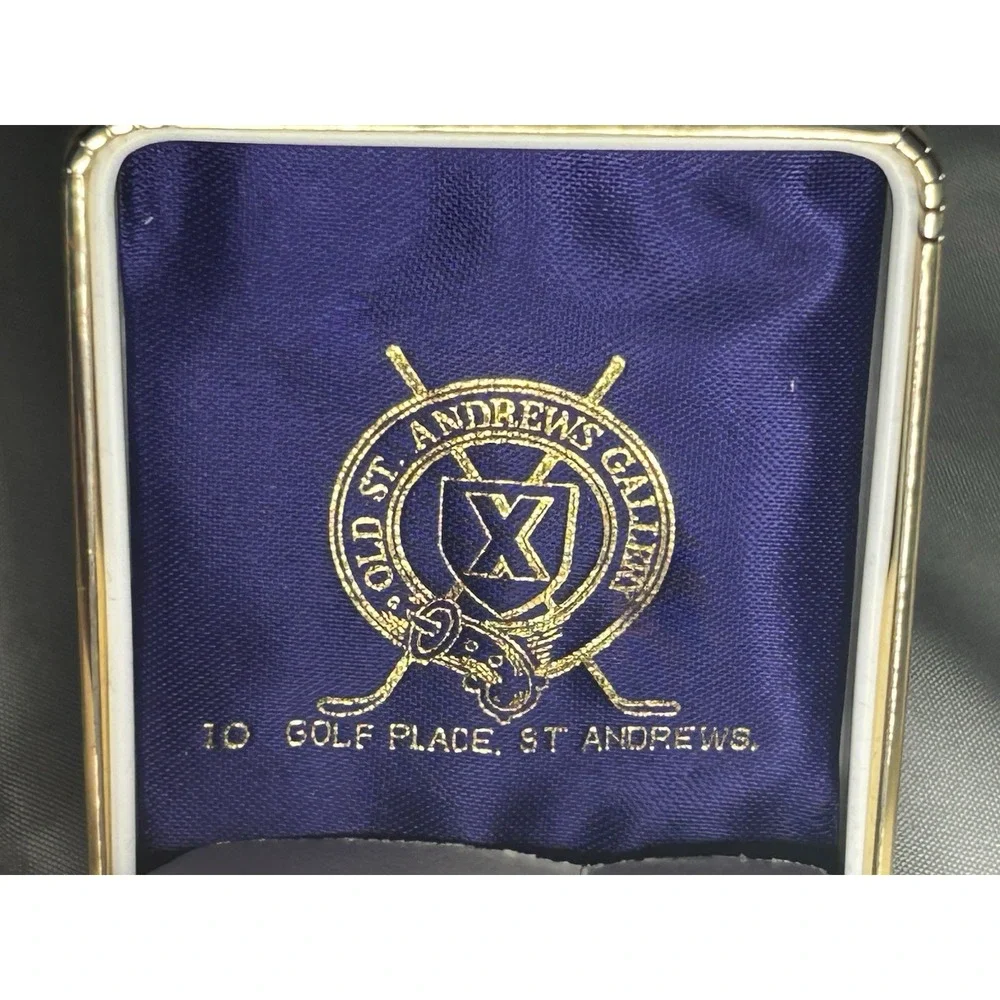 OLD COURSE ST ANDREWS Cuff Links LONDON BADGE & BUTTON CO VINTAGE GOLD TONE